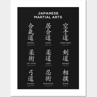 Japanese Martial Arts Chart, Black Posters and Art